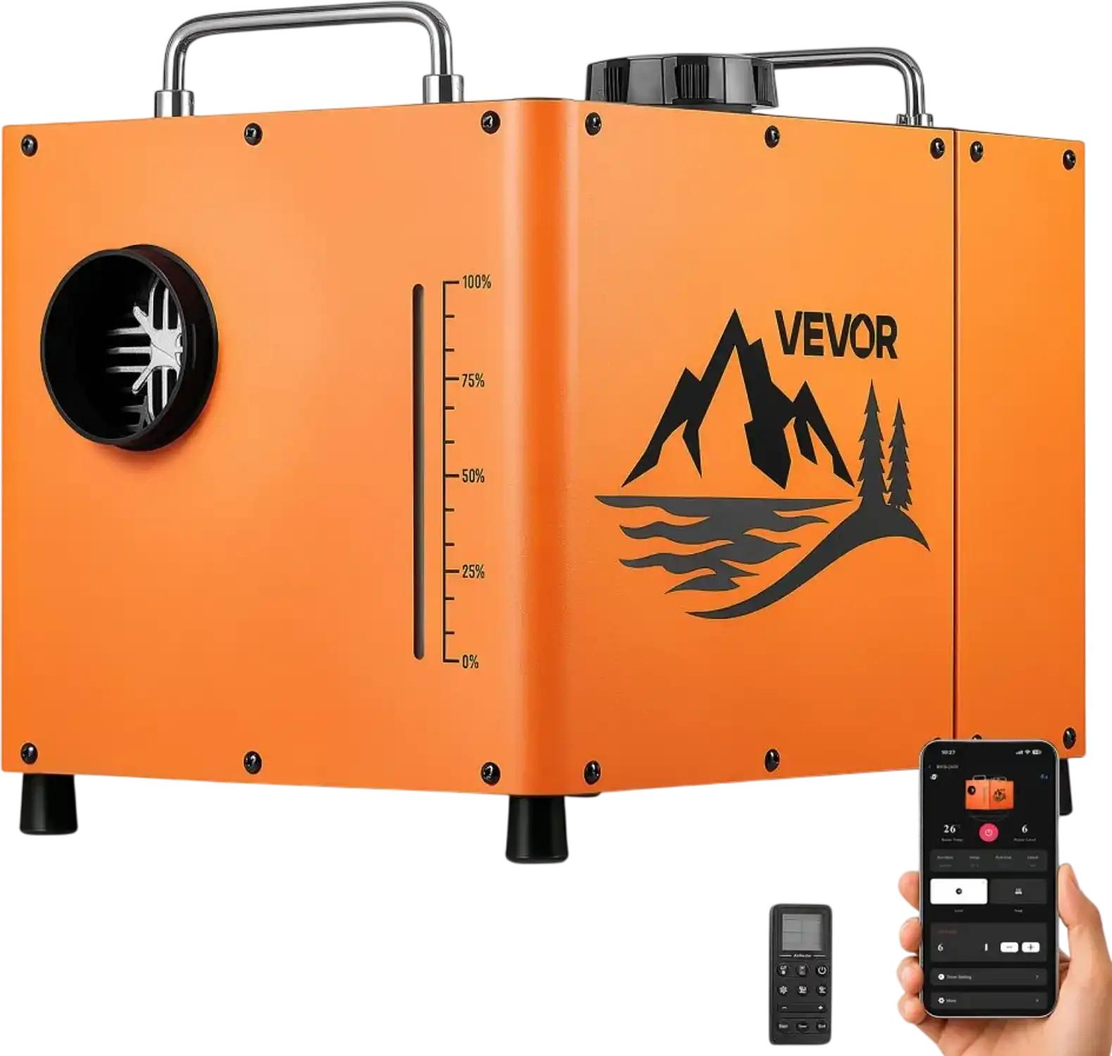 Vevor Diesel Heater 12-24V Portable Air Heater with 2.38 gal Tank, Bluetooth App Control, Remote, LCD Panel, CO Alarm New