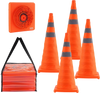 VEVOR Safety Cones, 4 Pack 28 inch Collapsible Traffic Cones, Construction Cones with Reflective Collars, Wide Base and A Storage Bag, for Traffic Control, Driving Training, Parking Lots