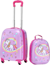 VEVOR Kids Luggage Set, 2 Piece, 18 Inch Hardside Rolling Wheels Suitcase with Hard-Shell Backpack, Unicorn Kids Carry on Luggage Set, Holiday Birthday Gift for Girls & Boys, Airline Approved