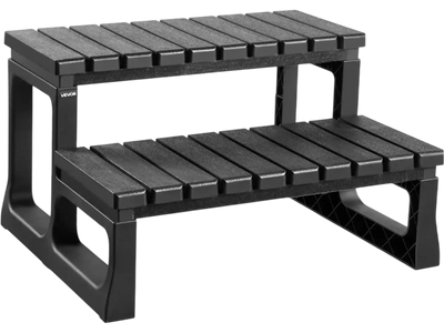 VEVOR Hot Tub Steps, 2-Step Spa Outdoor Stairs, Heavy Duty 23.6 inch Wide PP Above-Ground/Inflatable Pool Ladder with 320 lbs Weight Capacity, Multi-Use for Porch, Patio, Deck, Campers, Black