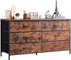 VEVOR 6 Drawer Dresser, Tall Chest Organizer Drawer Dresser, TV Stand with Storage, Closet Storage Drawers with Sturdy Steel Frame, Fabric Storage Tower for Bedroom, Hallway, Closet, Rustic Brown