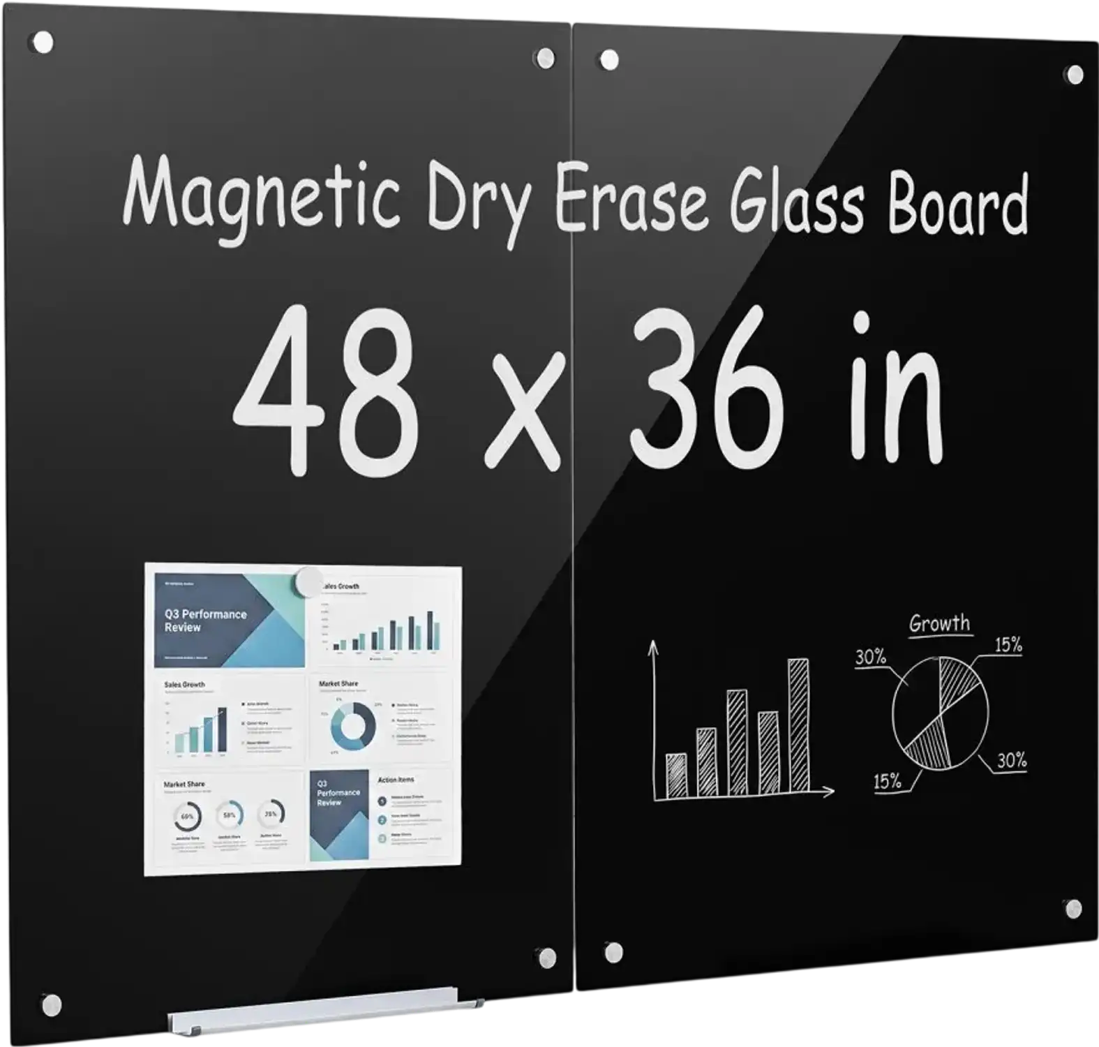 Vevor Magnetic Dry Erase Glass Board 2-Pack 48