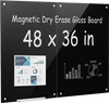 VEVOR Glass Dry Erase Board 2 Pack 35.4 x 23.6 in Black Magnetic Whiteboard, Wall-Mounted, Frameless, Thick Tempered Glass, with Markers, Magnets and Eraser, for Office, School Classroom, Home Study