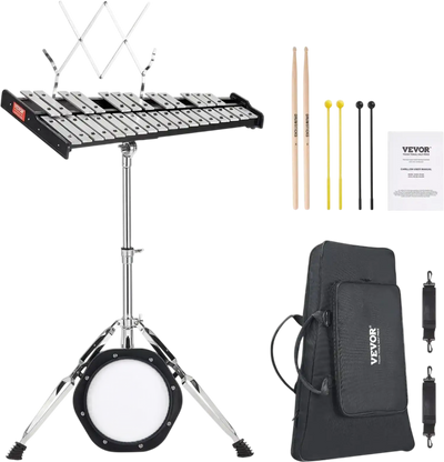 Vevor Glockenspiel 30-Note Xylophone Bell Kit with Stand, Mallets, Drum Sticks, Music Stand, 8