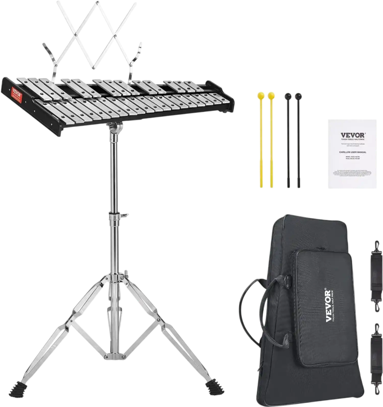 Vevor Glockenspiel 32-Note Xylophone Bell Kit with Stand and Carrying Bag New