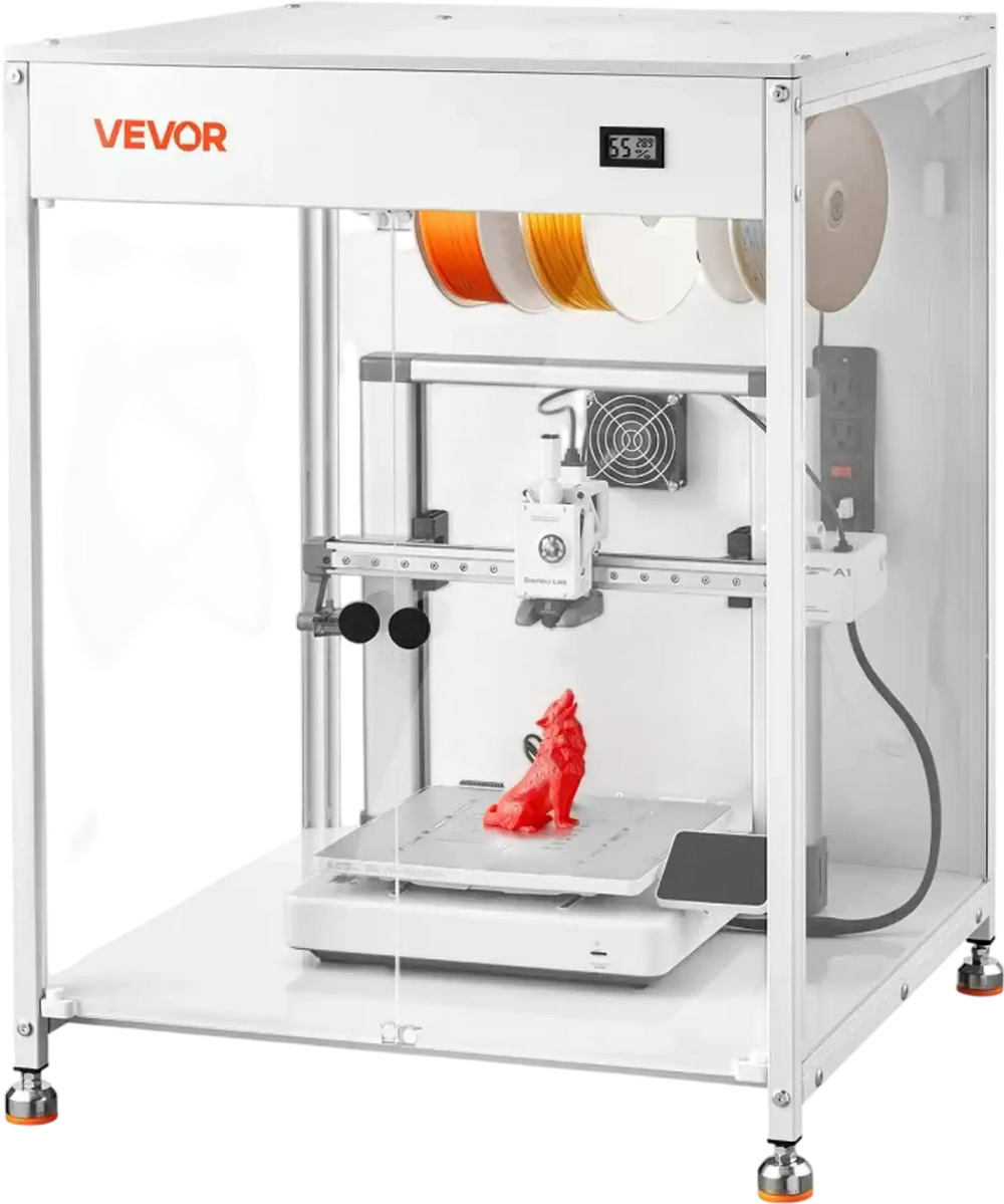VEVOR 3D Printer Enclosure with Ventilation, Dustproof Waterproof Transparent Acrylic 3D Printer Tent, Constant Temperature Protective Case with LED, Compatible with Bambu Lab, Ender, Neptune, Kobra