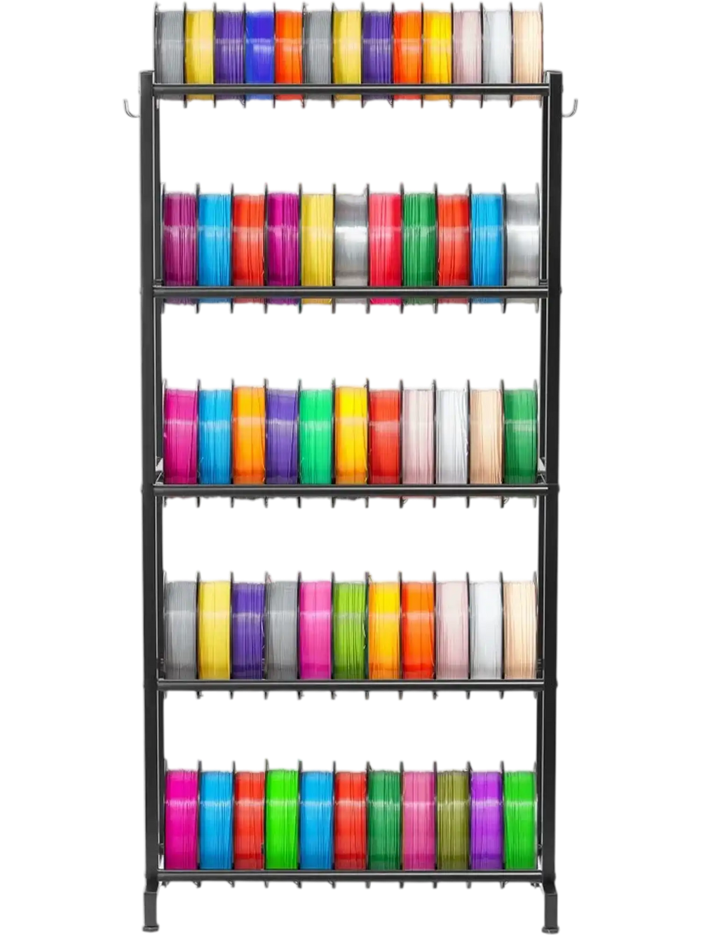 VEVOR 3D Printer Filament Storage Rack, 5 Tier Heavy Duty Storage Shelves for 3D Printing Filaments, Filament Spool Holders Racks for 3D Printing Studio, Home Studio, Office, Workshop (Shelf Only)