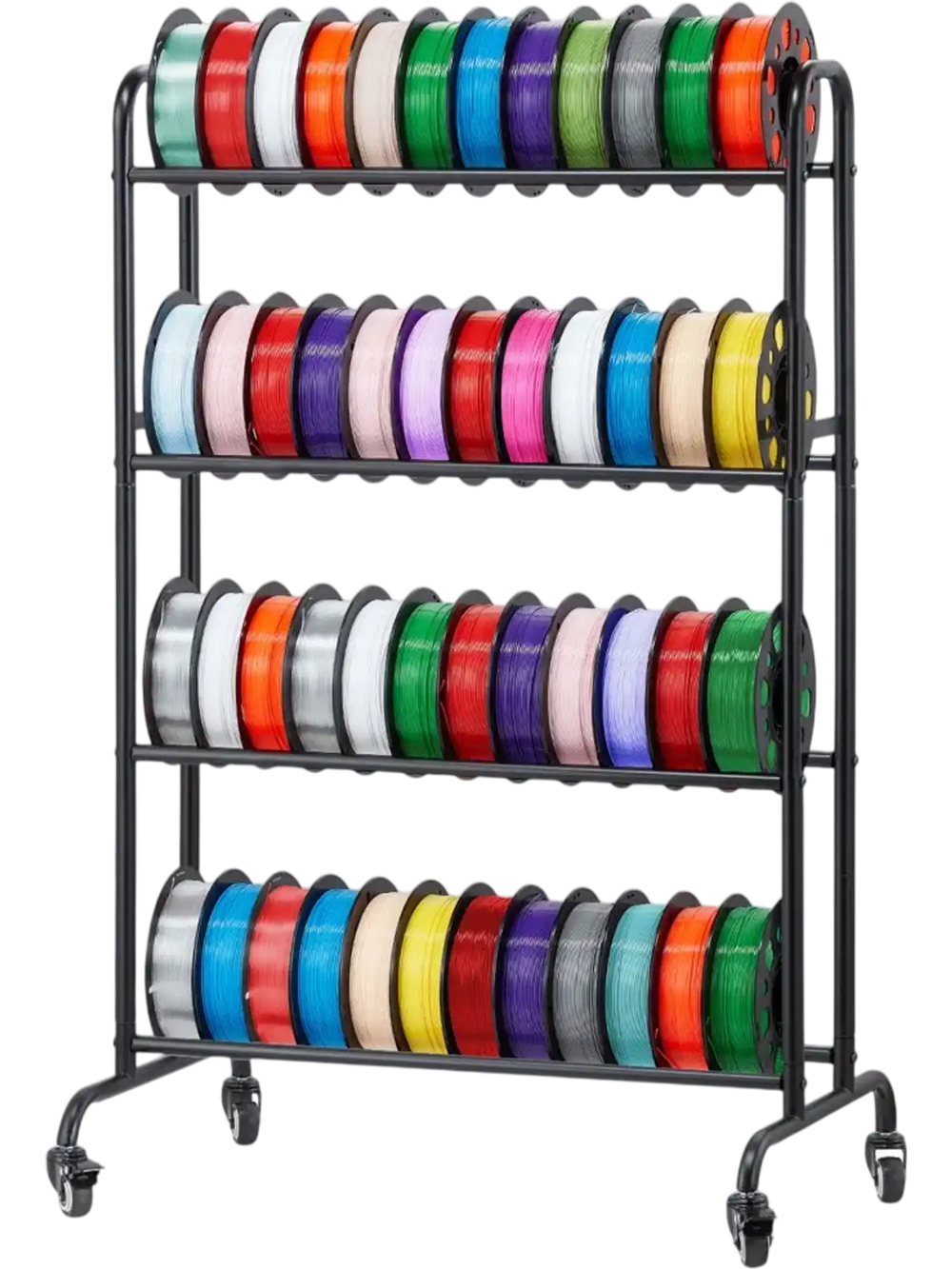 VEVOR 3D Printer Filament Storage Rack, 3 Tier Heavy Duty Storage Shelf, Rolling Filament Spool Holders Racks with Wheels, Filaments Organzied for 3D Printing Station, Office, Workshop (Shelf Only)