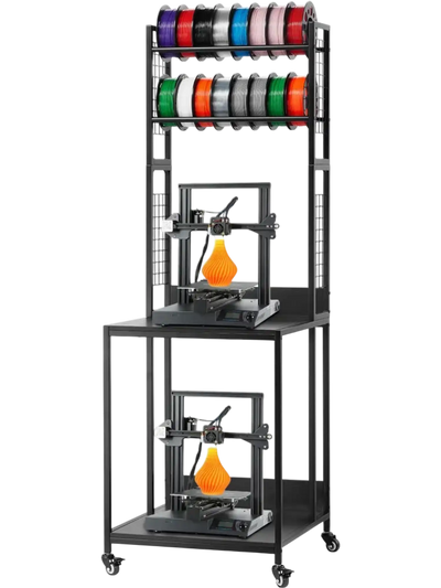 VEVOR 3D Printer Filament Storage Rack, 4-Tier 3D Printer Stand with Filament Storage, Spools Holder Racks Cart with Wheels, Filaments Organzied for 3D Printing Station, Office, Workshop (Shelf Only)