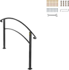 VEVOR Handrails for Outdoor Steps, Fit 1 or 3 Steps Outdoor Stair Railing, Black Wrought Iron Handrail, Flexible Front Porch Hand Rail, Transitional Handrails for Concrete Steps or Wooden Stairs