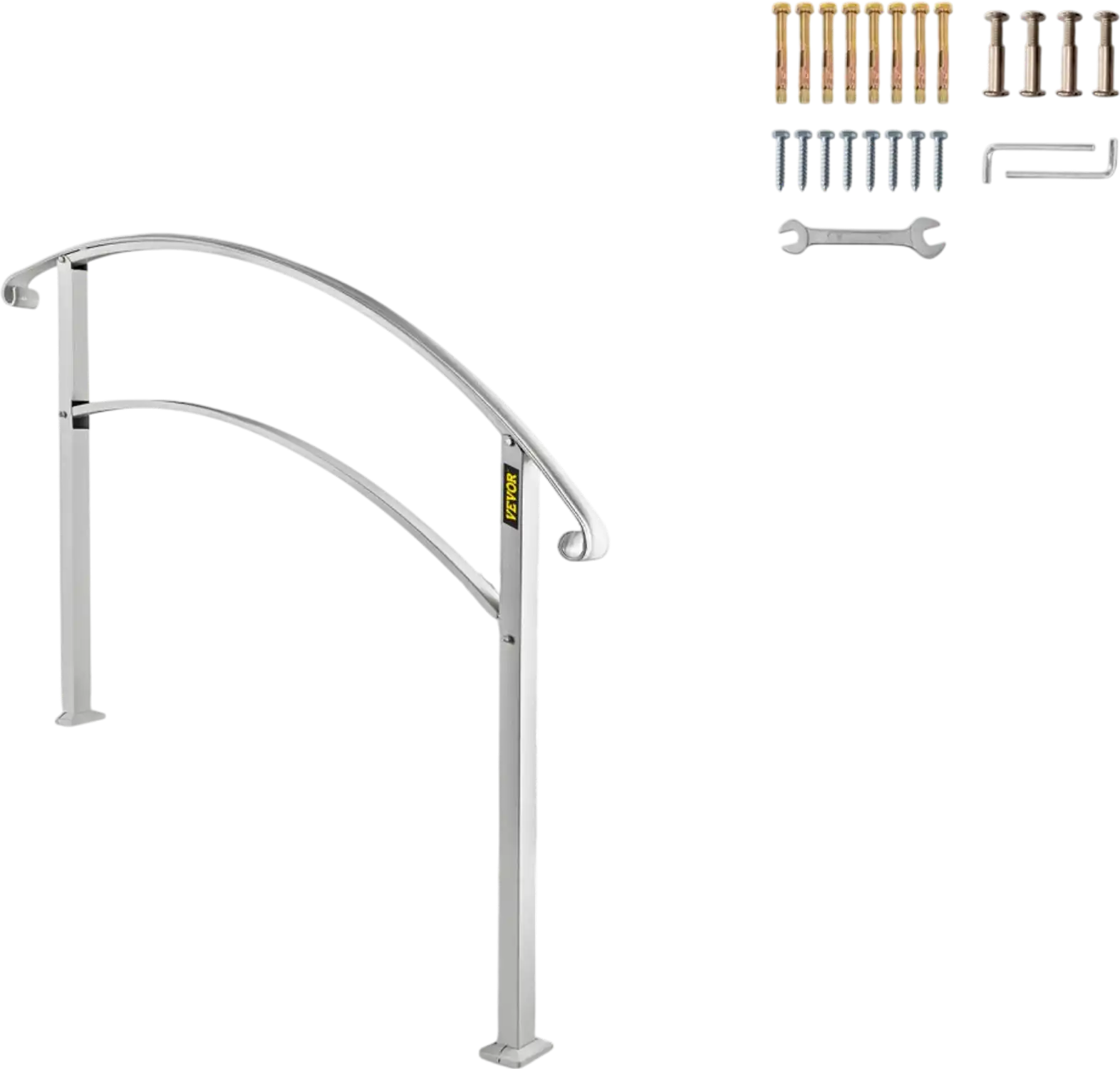 Vevor Handrail Outdoor Stair Railing for 1 to 3 Steps White Wrought Iron New