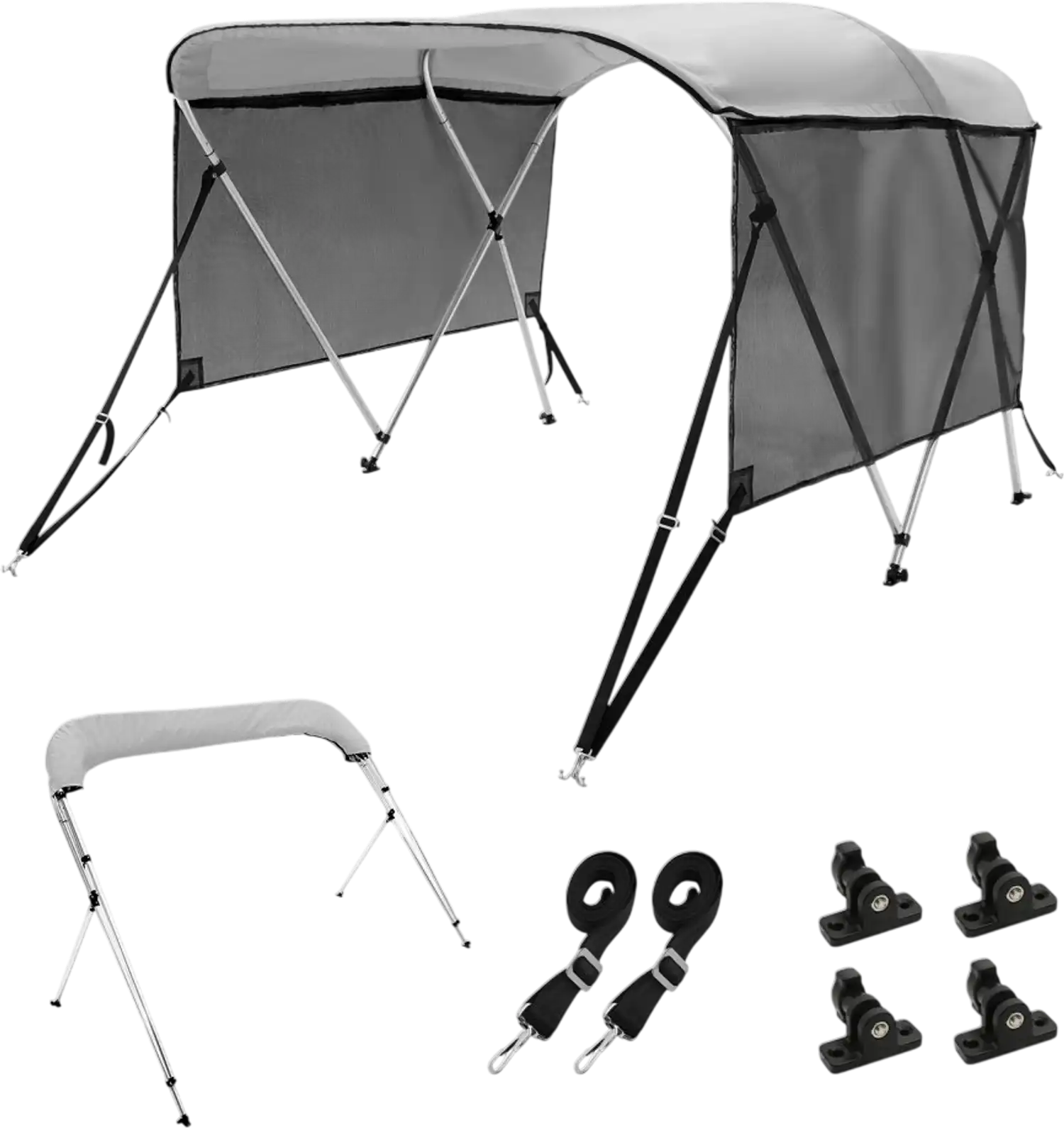 Vevor Bimini Top Boat Cover with Detachable Mesh Sidewalls 6' x 46