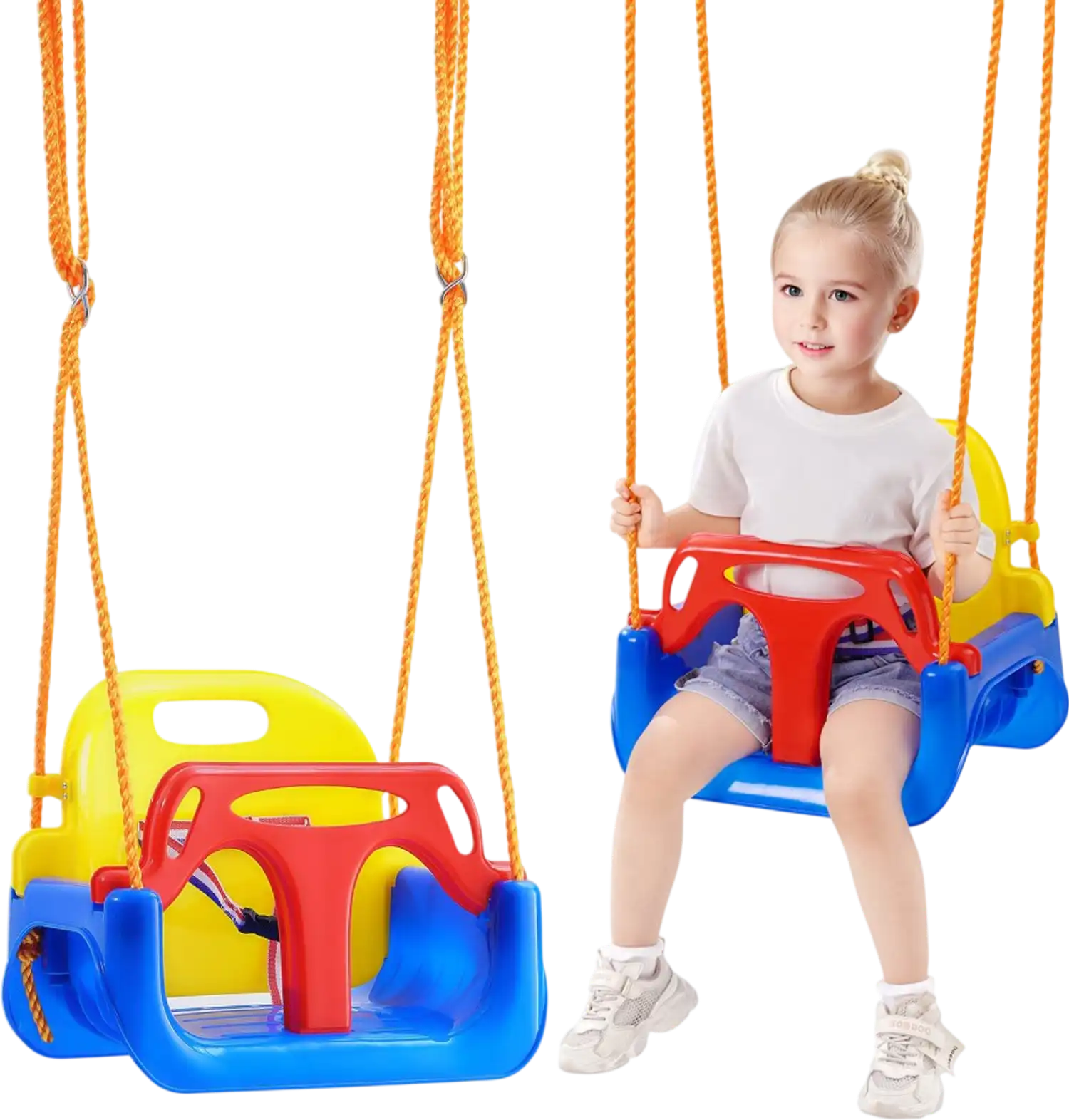Vevor Toddler Swing Seat 3-in-1 Adjustable Ropes & Snap Hooks New