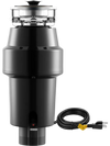 VEVOR Food Waste Garbage Disposal, 1HP 3700RPM DC Motor, Continuous Feed Kitchen Sink Garbage Disposer, 3-Bolt Mount Food Waste Grinding System with Splash Guard & Power Cord for Kitchens