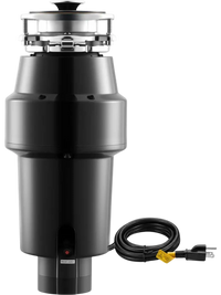 VEVOR Food Waste Garbage Disposal, 1HP 3700RPM DC Motor, Continuous Feed Kitchen Sink Garbage Disposer, 3-Bolt Mount Food Waste Grinding System with Splash Guard & Power Cord for Kitchens