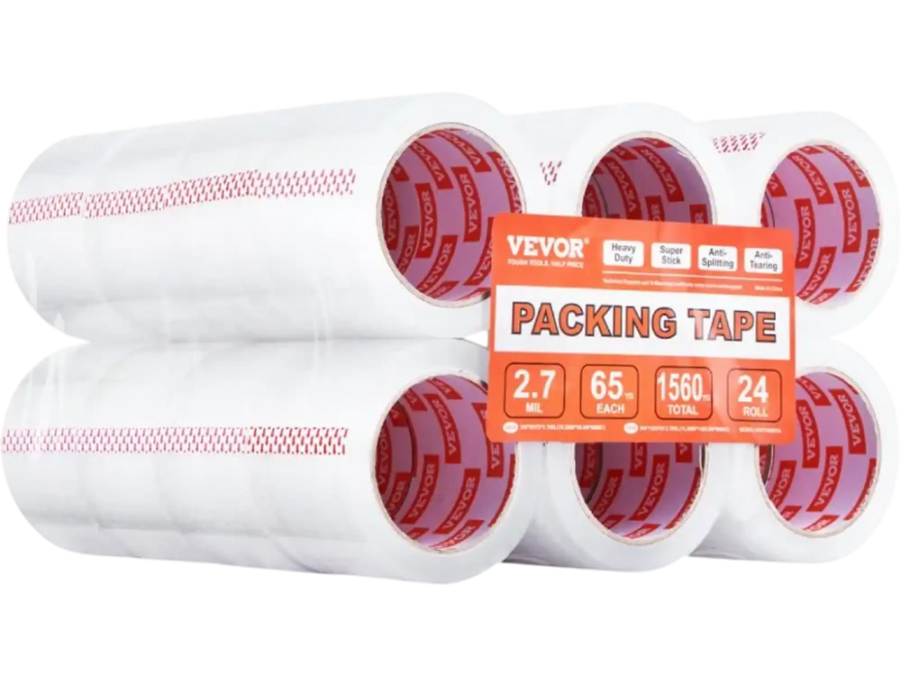 VEVOR Clear Packing Tape, 3 inches Core, 24 Rolls 3 Inches x 65 Yards Packing Tape, 2.7 Mil Thick, Heavy Duty Packaging Tape Designed for Moving, Storage and Packing, Shipping and Mailing, Office