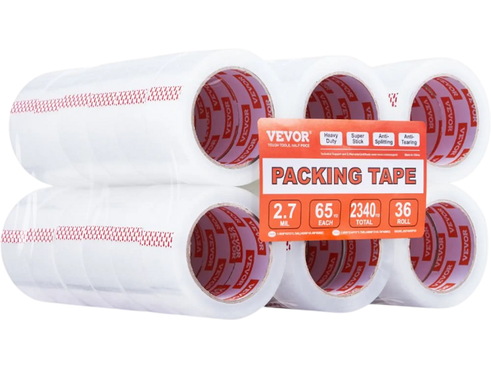 VEVOR Clear Packing Tape, 3 inches Core, 36 Rolls 1.88 Inches x 65 Yards Packing Tape, 2.7 Mil Thick, Heavy Duty Packaging Tape Designed for Moving, Storage and Packing, Shipping and Mailing, Office