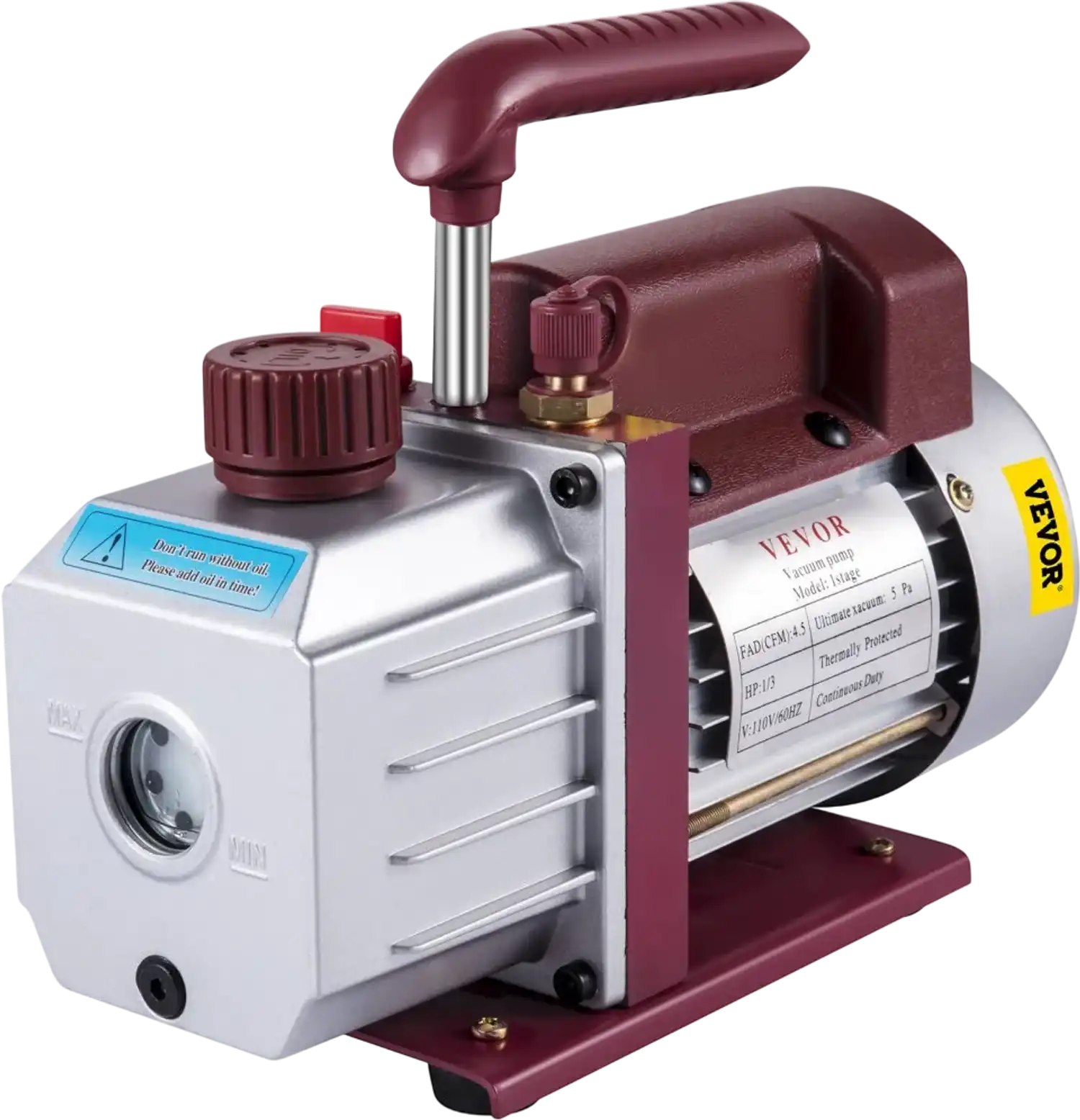 Vevor Vacuum Pump 4.5 CFM Single-Stage Rotary Vane 1/3 HP HVAC Refrigerant New