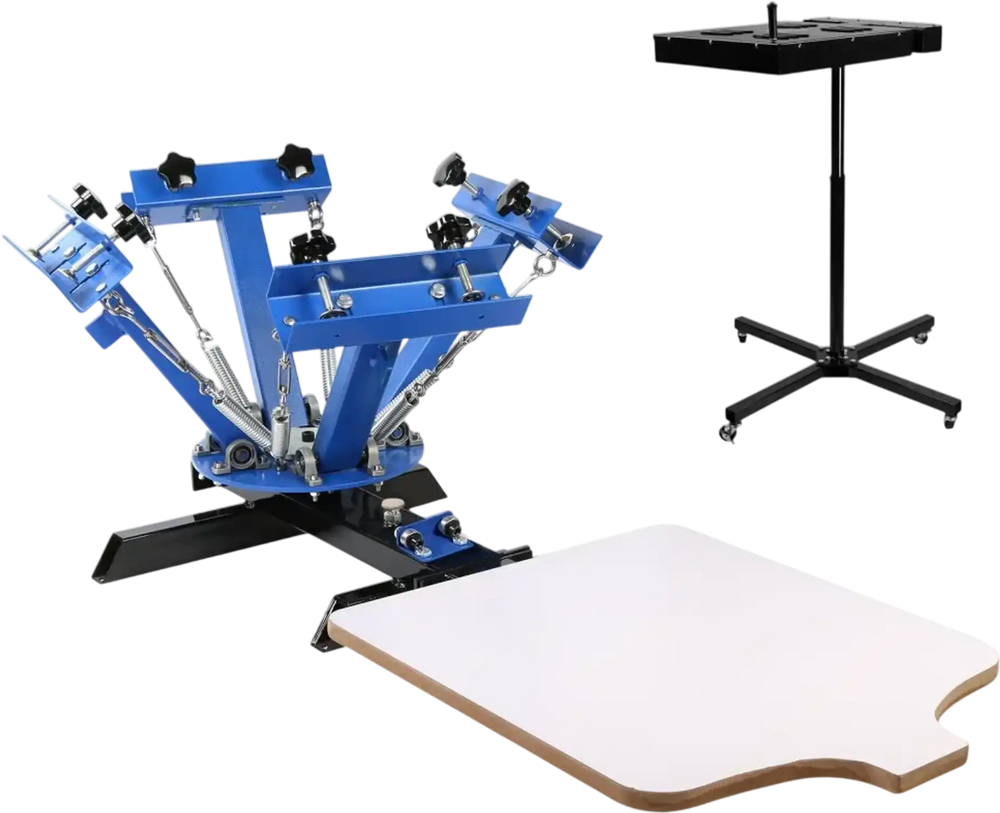 VEVOR 4 Color 1 Station Silk Screen Printing Press Printer With Adjustable Stand Flash Dryer