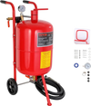 VEVOR 10Gal/40L Sandblaster Equipped with Nozzle Shut-Off Valve Pressure Gauge Ceramic Nozzle 2.5m Hose Filling Funnel Watertrap 6\" Rubber Wheels Grit Power Sand Blasters Portable Sandblasting Equipm