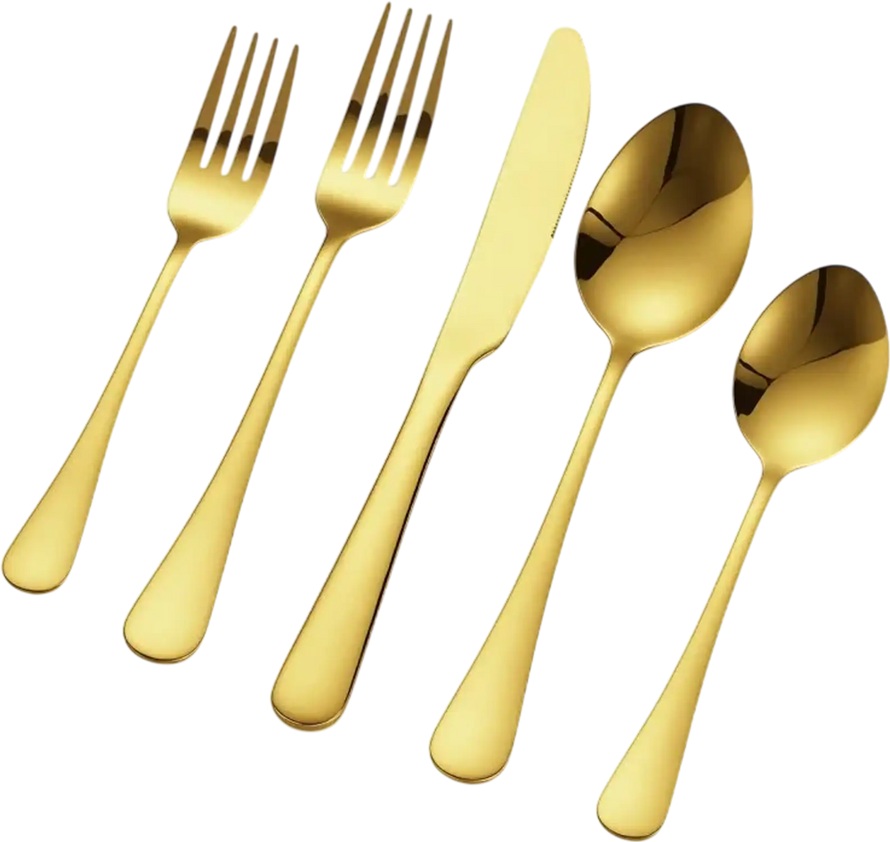 VEVOR 60-Piece Gold Silverware Set, Food-Grade Stainless Steel Flatware Utensils for 12, Mirror Finished Cutlery Set, Dishwasher Safe Eating Tableware for Kitchen Home, Include Knife Fork Spoon