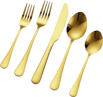 VEVOR 60-Piece Gold Silverware Set, Food-Grade Stainless Steel Flatware Utensils for 12, Mirror Finished Cutlery Set, Dishwasher Safe Eating Tableware for Kitchen Home, Include Knife Fork Spoon