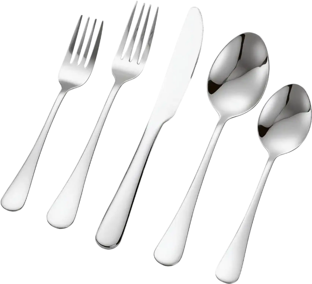 VEVOR 30-Piece Silverware Set, Food-Grade Stainless Steel Flatware Utensils, Mirror Finished Cutlery Set, Dishwasher Safe Eating Tableware for Kitchen Home, Service for 6, Include Knife Fork Spoon