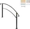 VEVOR 4-Step Handrail Fits 1 or 4 Steps Matte Black Stair Rail Wrought Iron Handrail with Installation Kit Hand Rails for Outdoor Steps
