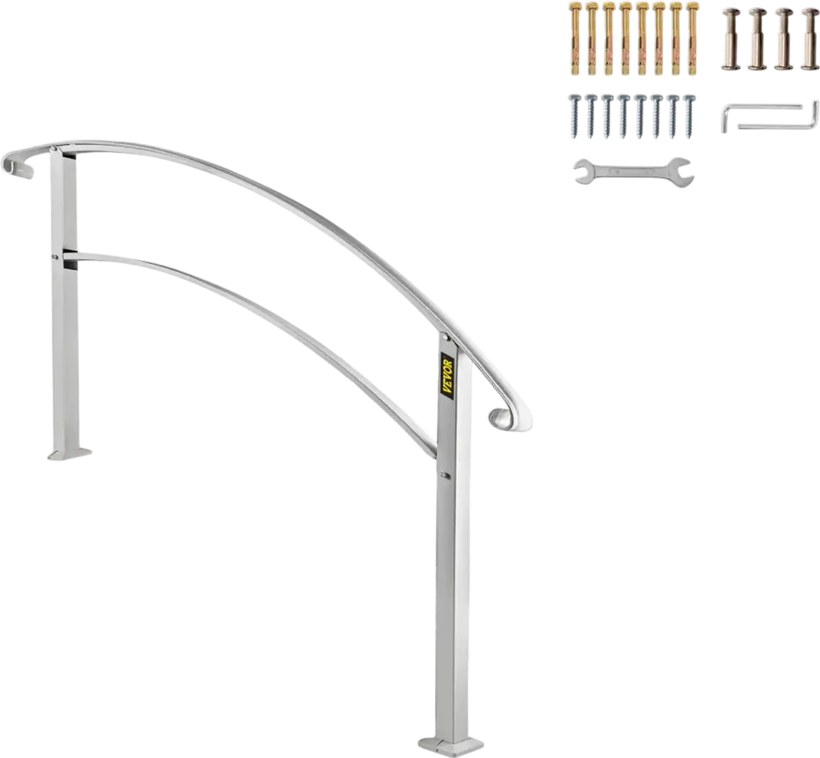 Vevor Handrail White Wrought Iron Outdoor Stair Railing for 4 Steps New