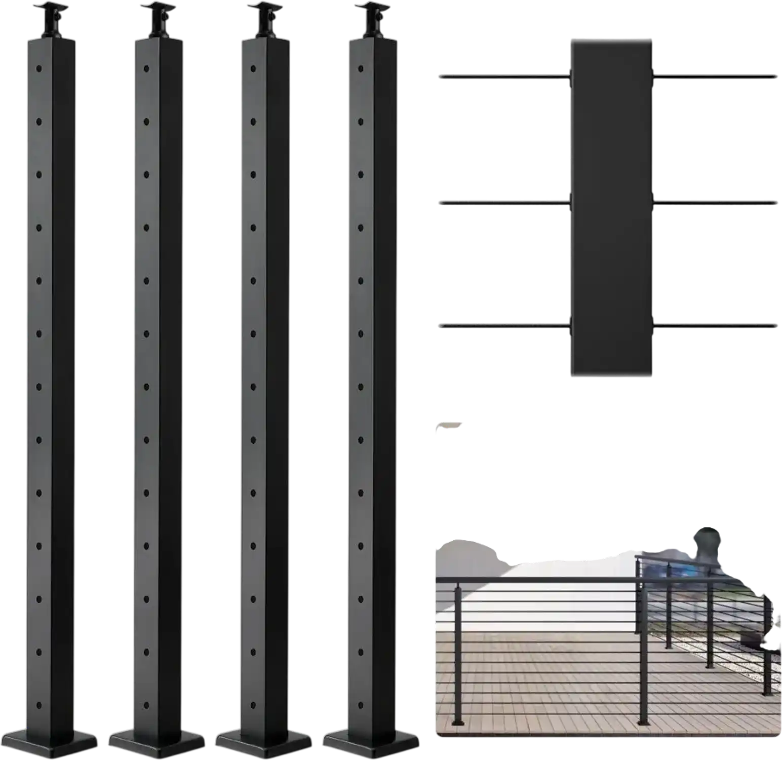 Vevor Cable Railing Post 4-Pack 42