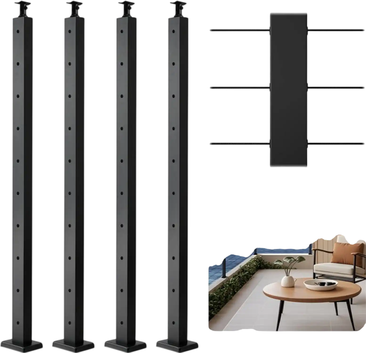 Vevor Cable Railing Post 4-Pack 36