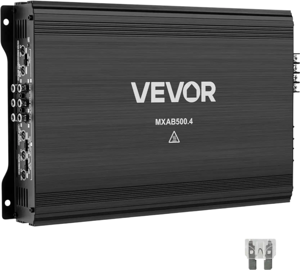 VEVOR 4 Channel Car Audio Amplifier 2 Ohm Stable Bridgeable Class A/B Full Range Amp Max Power 4 x 250W @ 4 Ohm / 4 x 500W @ 2 Ohm for Car SUV Truck Off-Road