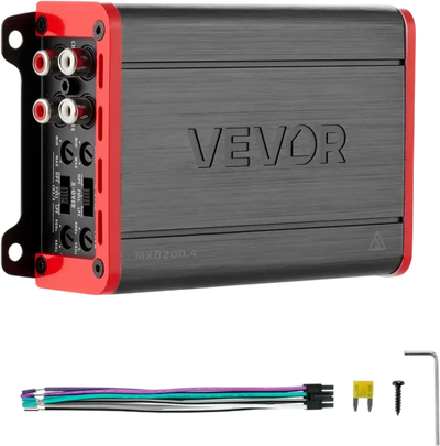 VEVOR 4 Channel Car Audio Amplifier 2 Ohm Stable Bridgeable Class D Full Range Amp Max Power 4 x 120W @ 4 Ohm / 4 x 200W @ 2 Ohm for Car SUV Truck Off-Road