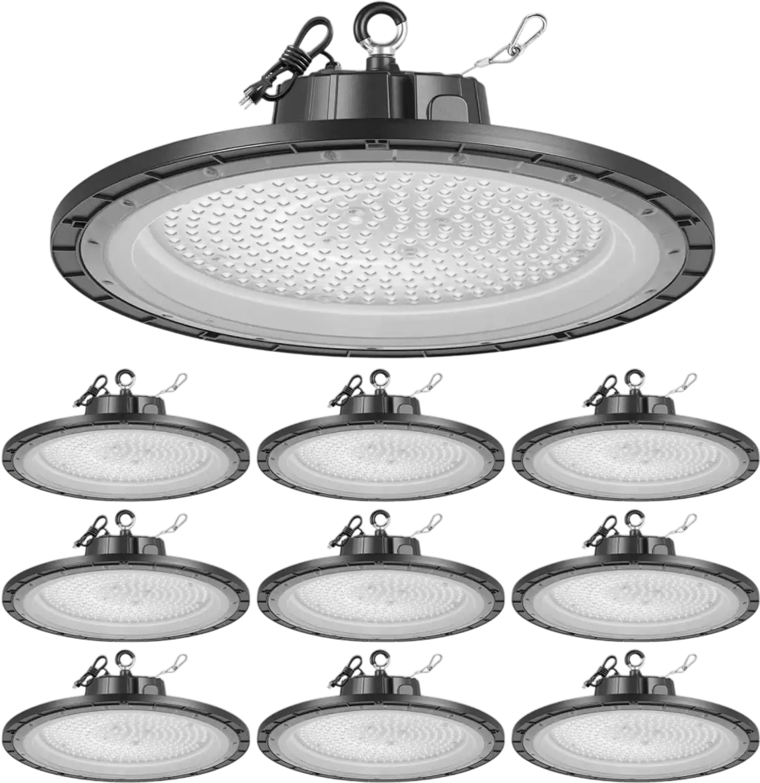 Vevor High Bay Lights 10-Pack 150W 21000 lm 5000K UFO LED for Warehouse Workshop Gym Garage Barn Black New