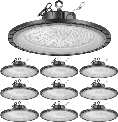 Vevor High Bay Lights 10-Pack 150W 21000 lm 5000K UFO LED for Warehouse Workshop Gym Garage Barn Black New