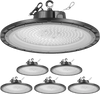 VEVOR 6 Pack LED High Bay Lights, 5000K 150W 21000LM Super Bright UFO LED Warehouse Shop Lights, IP65 Waterproof, 100-277V Wide Voltage for Warehouse Workshop Factory Gym Garage Barn, Black