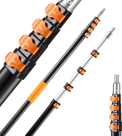 VEVOR Telescopic Extension Pole, 4.66-19 FT Multi-Purpose Extendable Pole, Sturdy Aluminum Alloy Paint Pole Extension with Flip-Lock Design, High Reach Roller Stick for Painting, Dusting and Cleaning