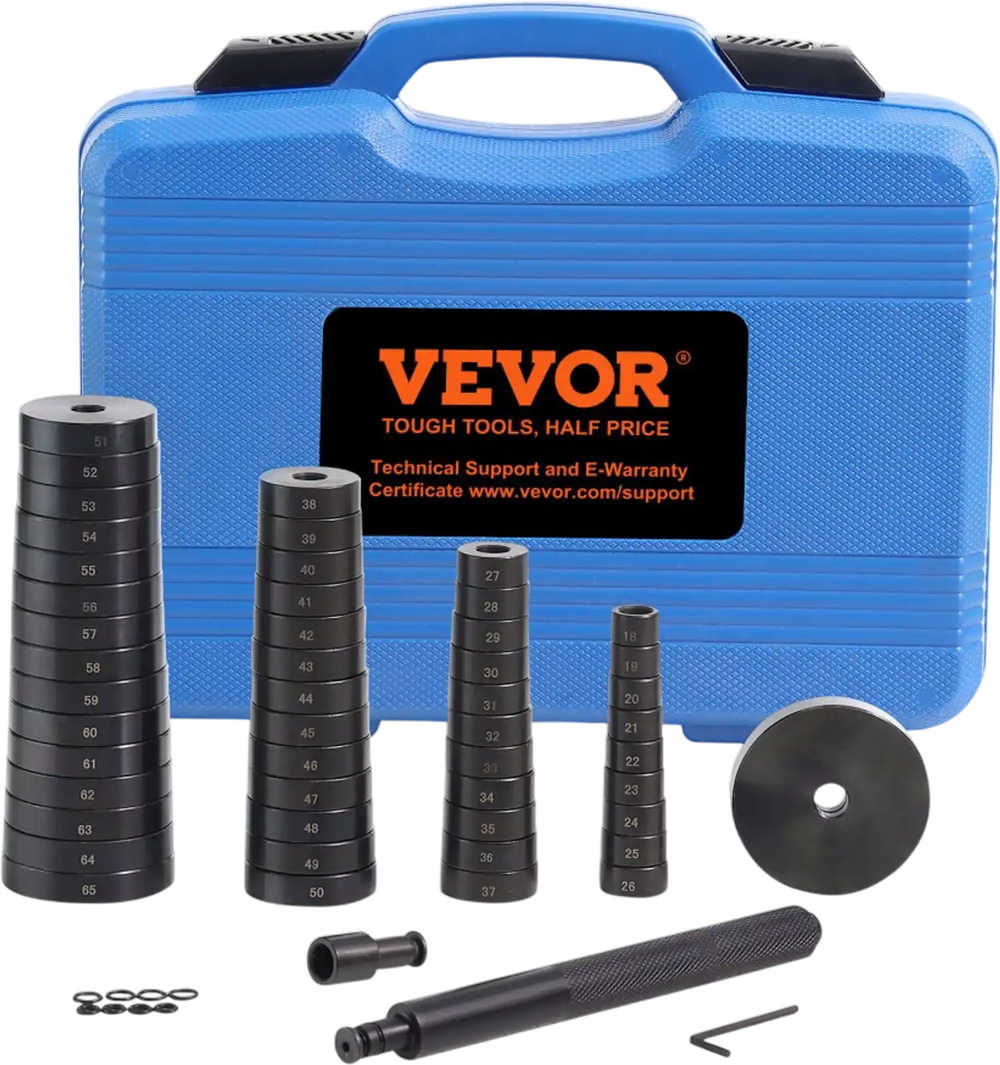 VEVOR 52PCS Custom Bushing Bearing & Seal Driver Set, Transmission Wheel Axle Bearing Race, Seal Driver Installer Remover, 18-65mm & 74mm Metric Discs Bush Removal Puller Bearing Press Tool Kit