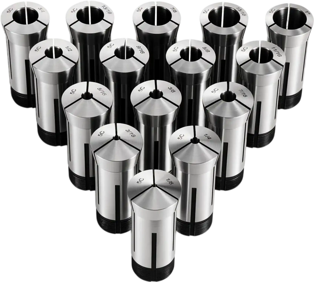 VEVOR 5C Collet Set 1/8"-1" 15 Piece Precision 5C Round Collet Chuck Set, for Milling Machine Drill Presses, 0.0008" TIR High Concentricity, Lathe Chuck Tool with Storage Case, Hardened & Ground
