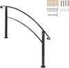 VEVOR Handrails for Outdoor Steps, Fit 1 or 5 Steps Outdoor Stair Railing, Black Wrought Iron Handrail, Flexible Front Porch Hand Rail, Transitional Handrails for Concrete Steps or Wooden Stairs