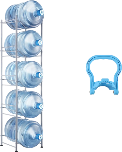 Vevor Water Jug Holder 5-Tier 5-Bottle Storage Rack Silver New