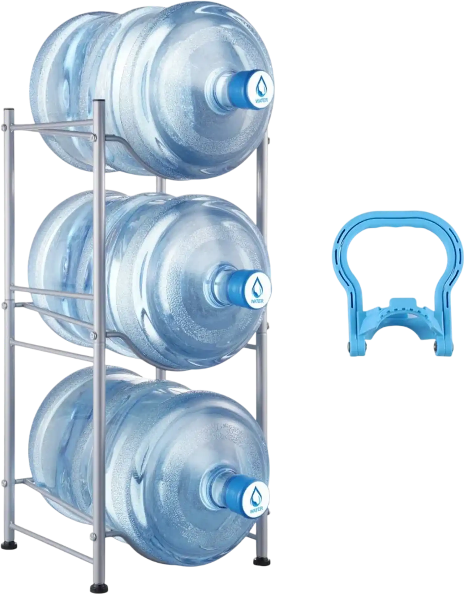 Vevor Water Jug Holder 3-Tier 5 Gallon Water Bottle Rack for 3 Bottles Silver New