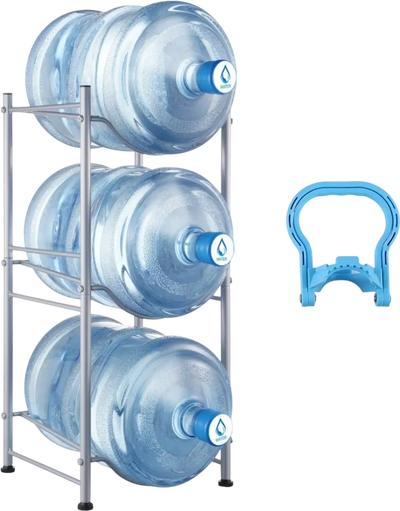 Vevor Water Jug Holder 3-Tier 5 Gallon Water Bottle Rack for 3 Bottles Silver New