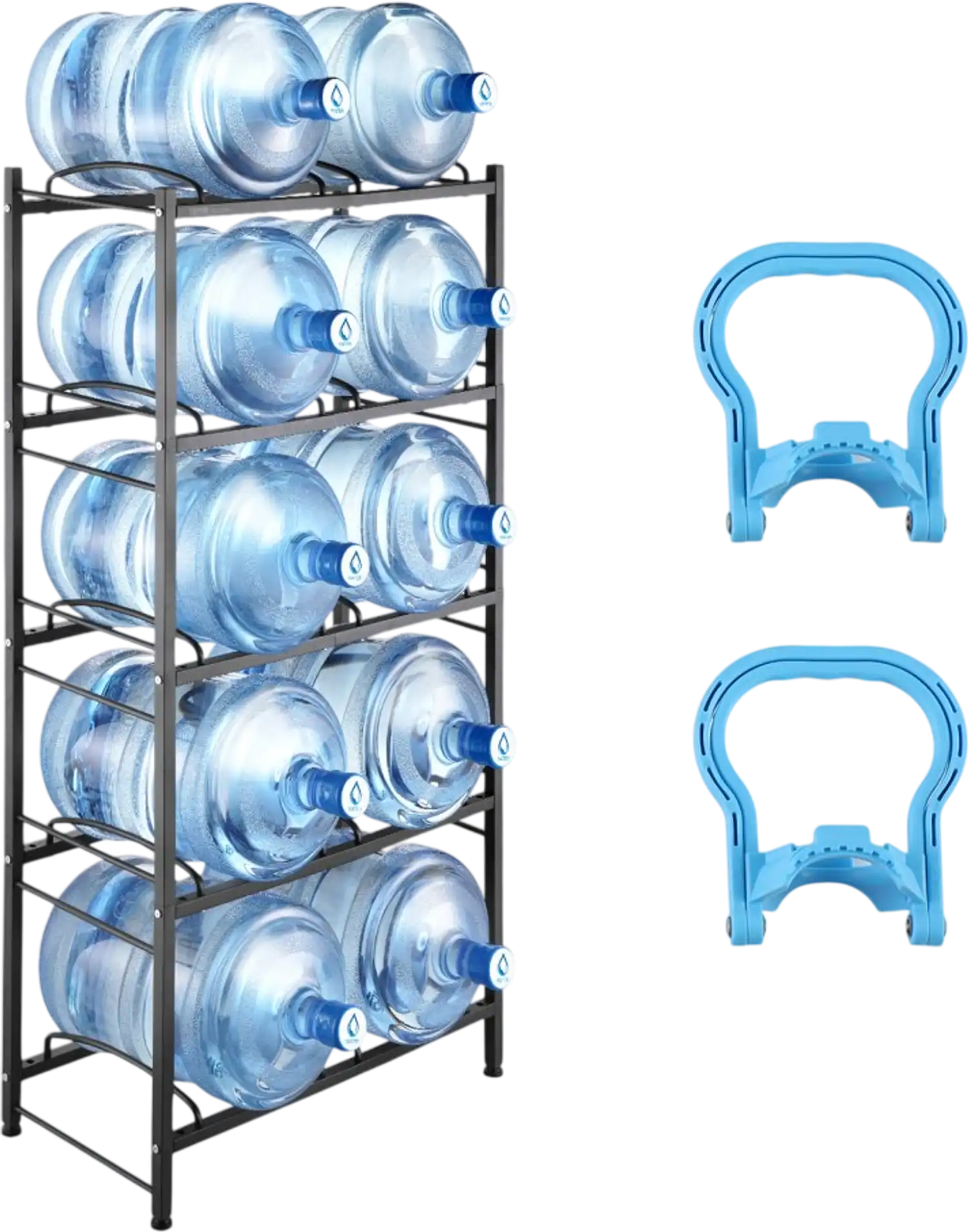 Vevor Water Jug Rack 5-Tier Double Row 10-Bottle Black New