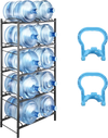 VEVOR 5 Tiers Water Jug Holder, 5 Gallon Water Bottle Holder, Double Row Water Bottle Rack for 10 Bottles, Heavy Duty Water Jug Rack for Kitchen, Office, Living Room, Black