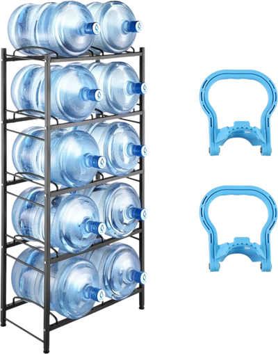 Vevor Water Jug Rack 5-Tier Double Row 10-Bottle Black New