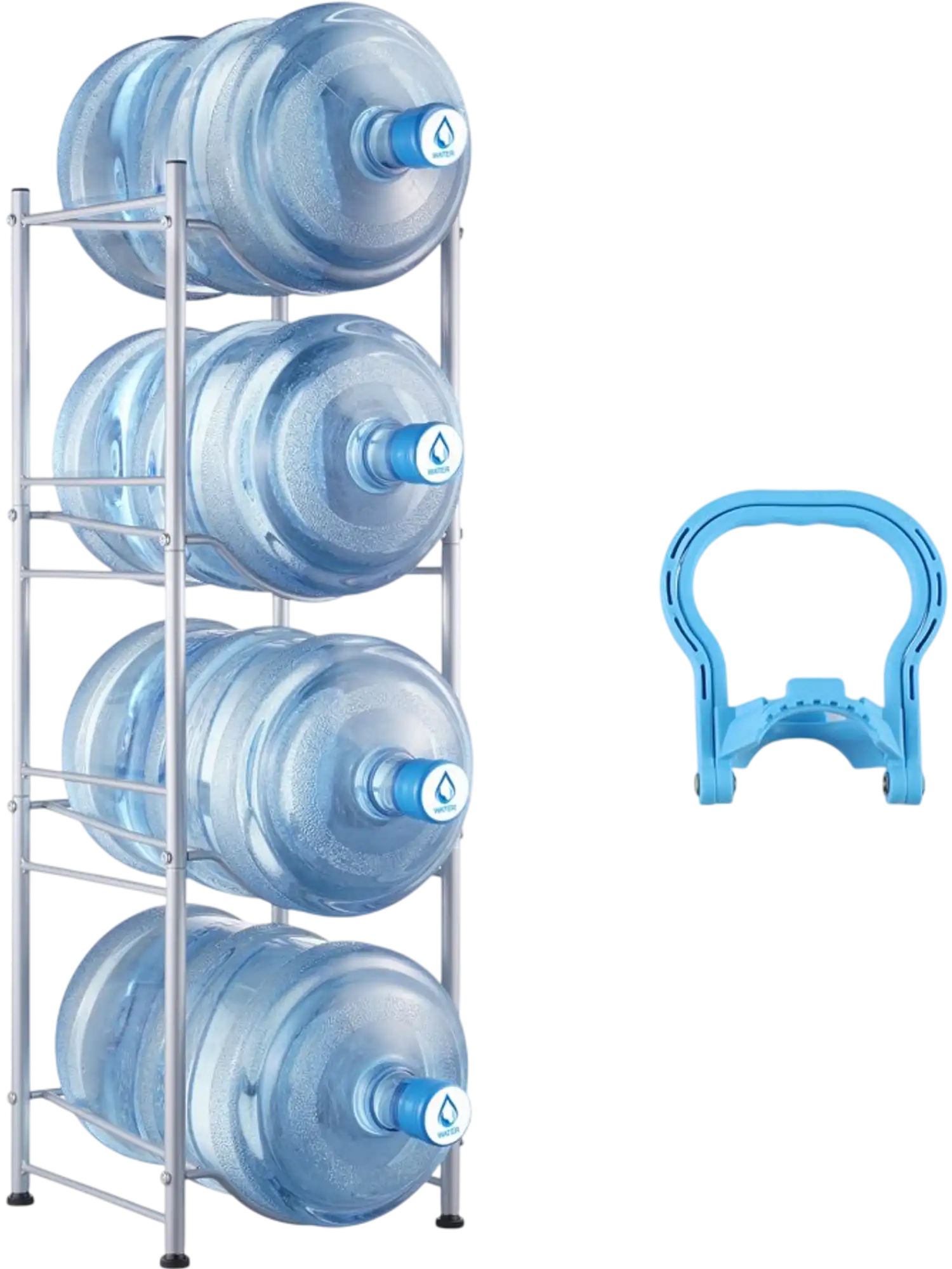 Vevor Water Jug Holder Stand 4-Tier 5 Gallon 4-Bottle Silver New