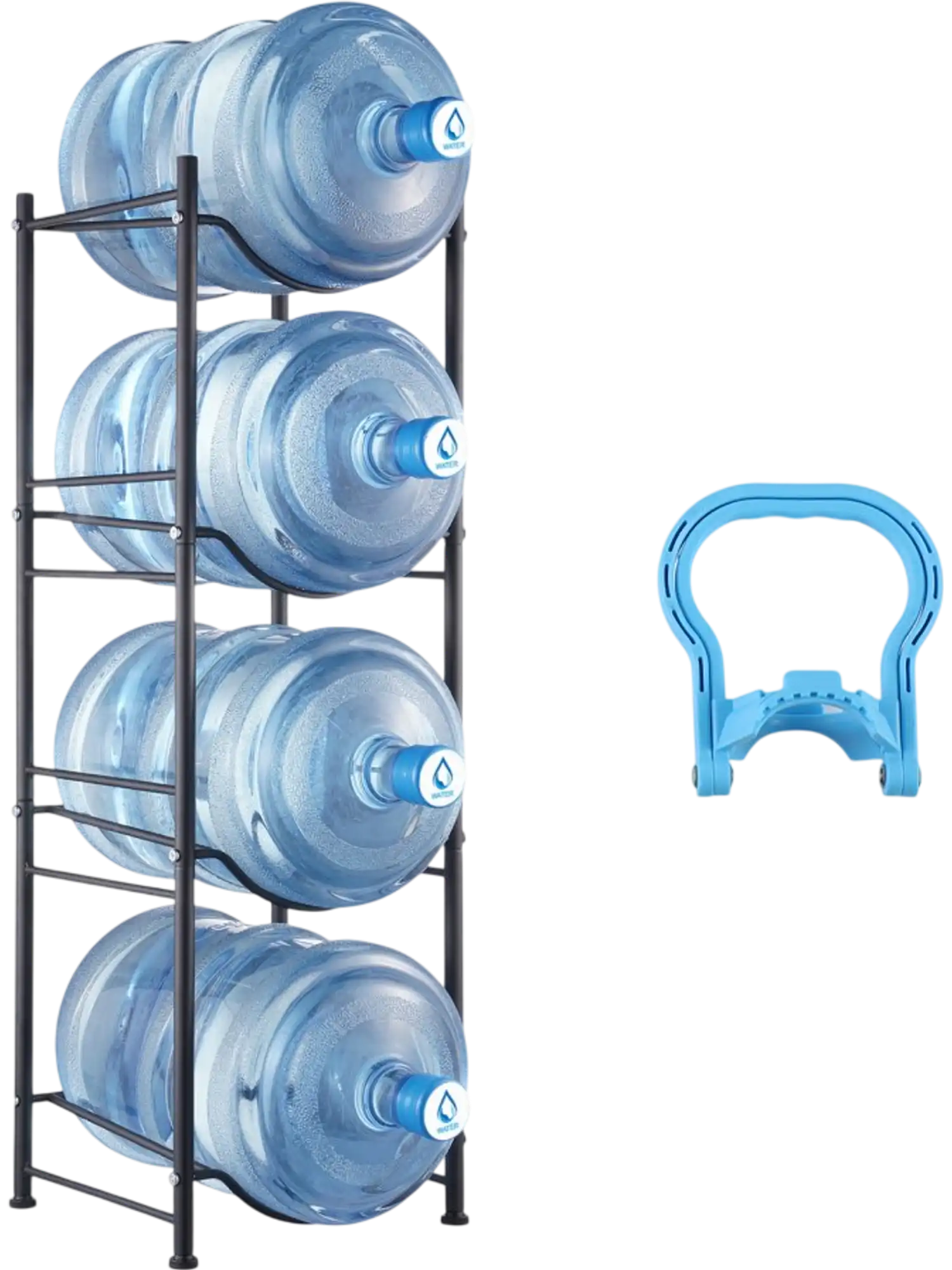 Vevor Water Jug Holder 4-Tier 5 Gallon Water Bottle Rack for 4 Bottles Black New