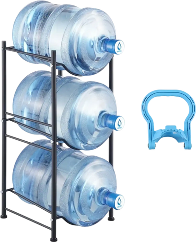 Vevor Water Jug Holder 3-Tier Single Row Rack for 3 Bottles Black New