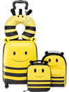 VEVOR Kids Luggage Set, 5 Piece, 18 Inch Hardside Rolling Wheels Suitcase with Backpack & U-shape Pillow, Bee Kids Carry on Luggage Set, Holiday Birthday Gift for Girls Boys, Airline Approved